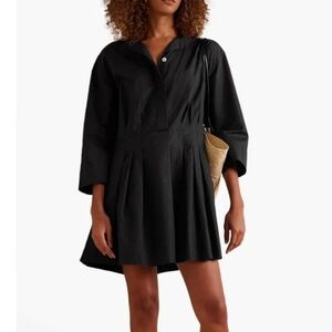 Vince Pleated Cotton Hemp Blend Poplin Mini Shirt Dress XS